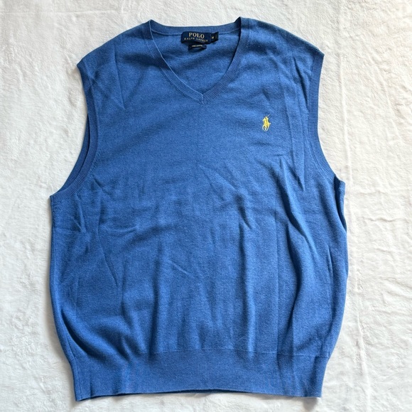 Polo Ralph Lauren Prima Cotton Preppy Summer Men's Blue V-Neck Sweater Vest Sz M - Picture 3 of 5